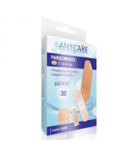 ANYCARE-Pansements 4 taille chair -Boite de 30